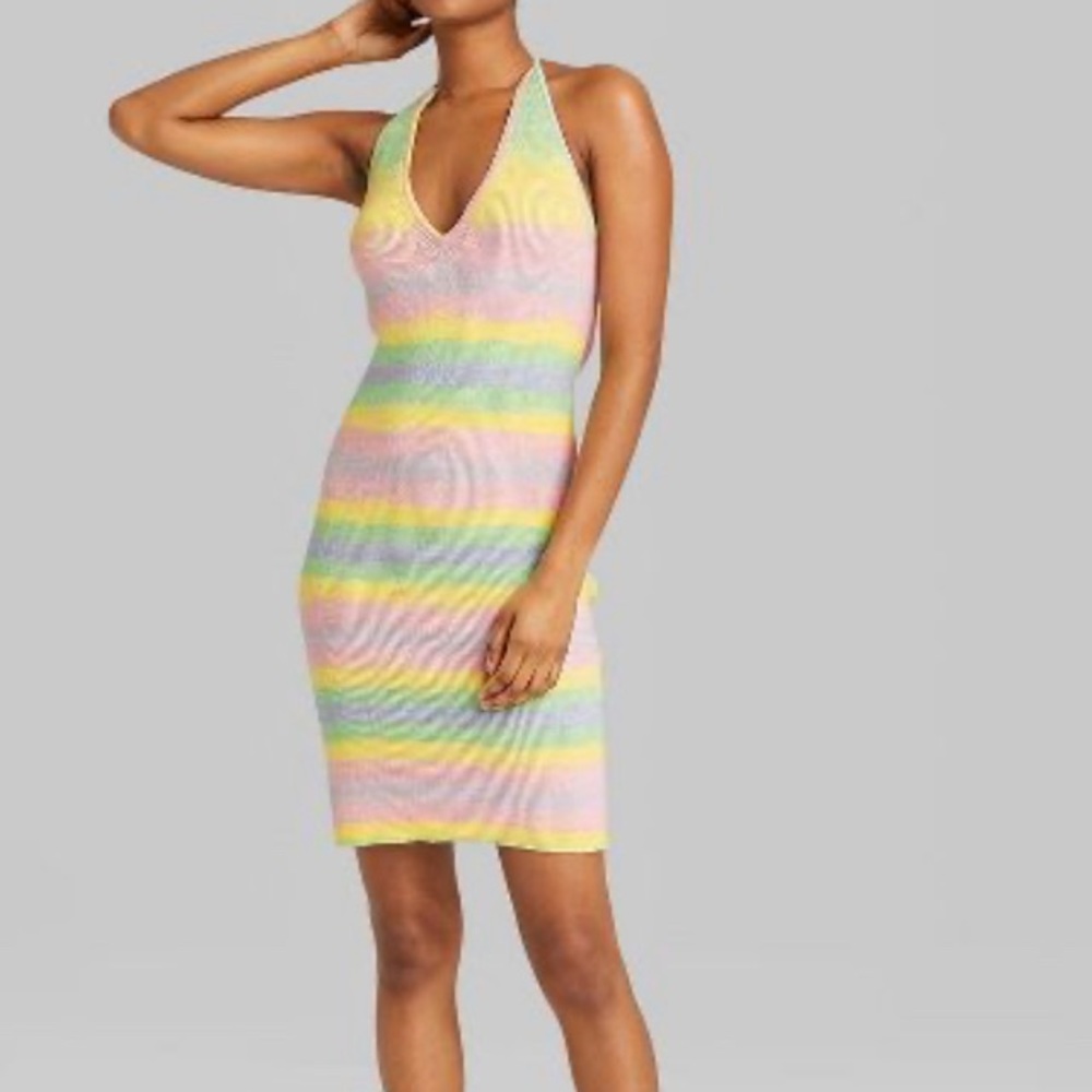 Wild Fable sweater knit rainbow striped dress